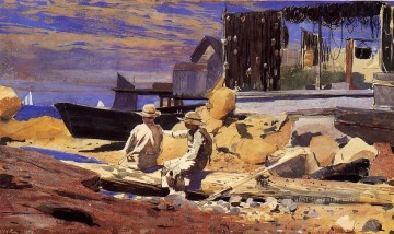  realism - Warten auf die Boote Realismus Winslow Homer